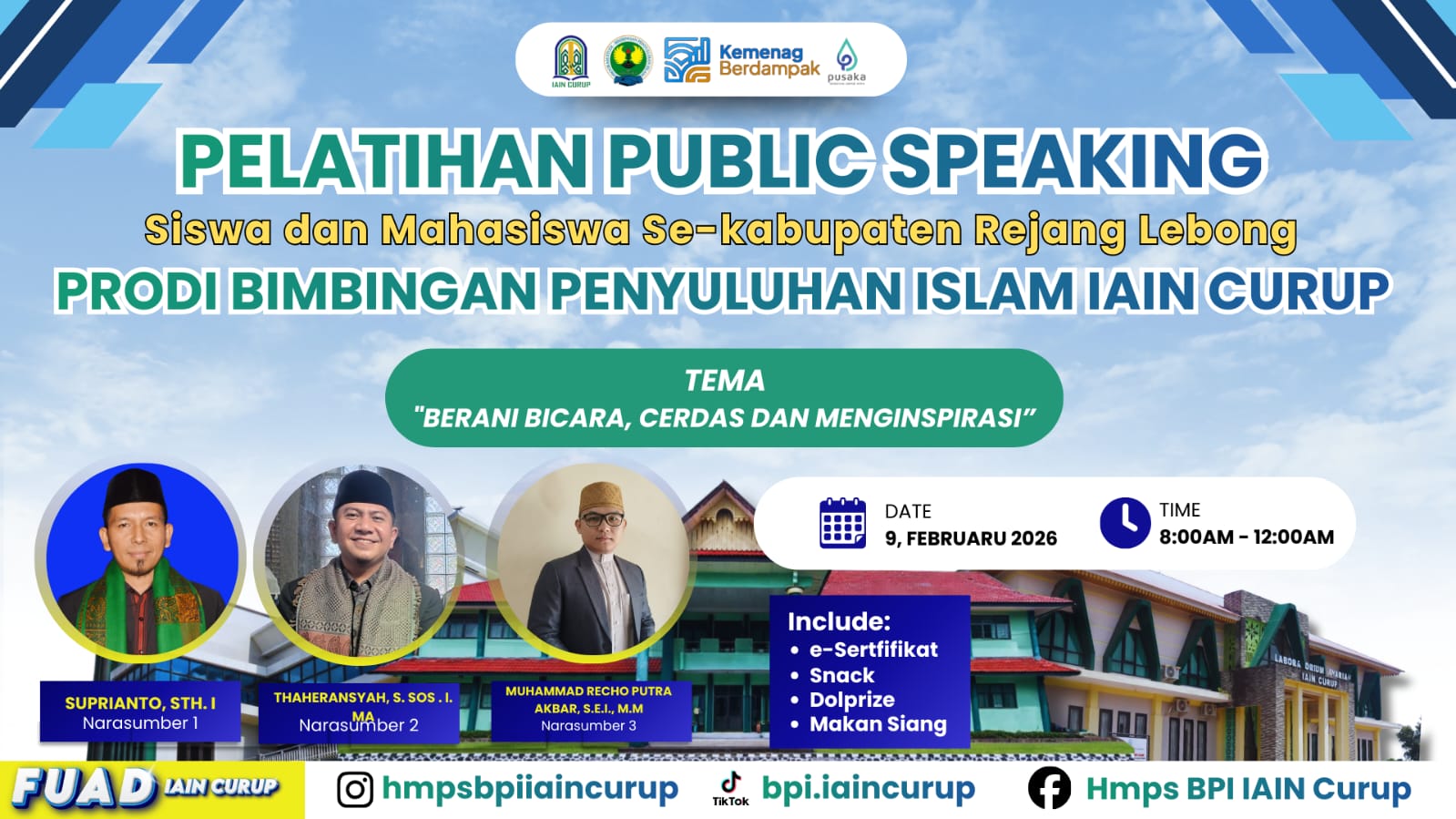 Prodi BPI IAIN Curup Gelar Pelatihan Dasar Public Speaking bagi Siswa SMA se-Kabupaten Rejang Lebong